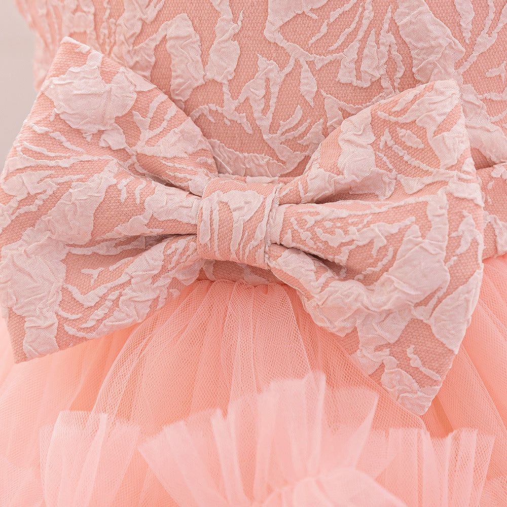 Amazon's new infant dress, baby's first birthday wash dress, bow mesh fluffy princess dress