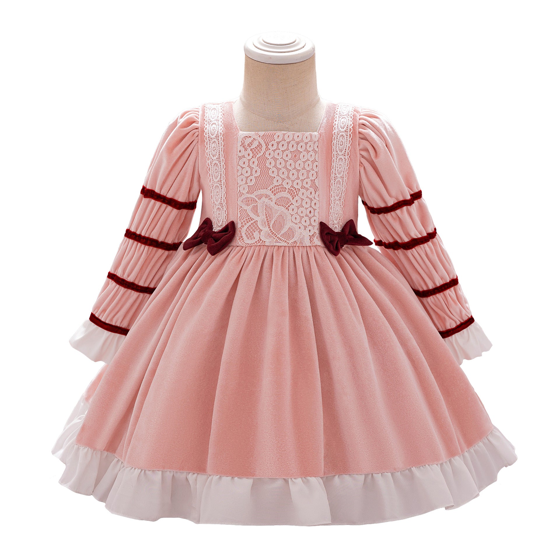 Amazon's new one-year-old baby wash dress baby long-sleeved bow tutu skirt little girl grab week dress skirt