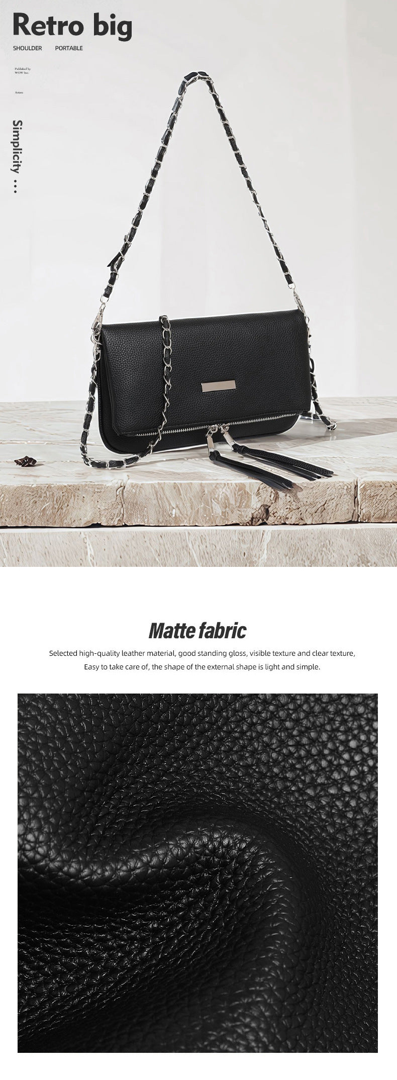 2025 new soft leather small square bag foreign trade European and American fashion versatile chain underarm tassel single shoulder oblique span bag