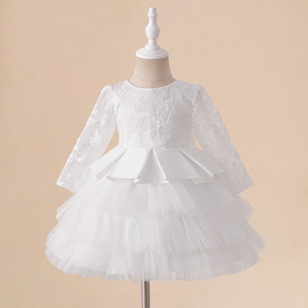 Cross-border new princess dress children's lace dress summer fluffy long dress embroidered cake dress year-round dress
