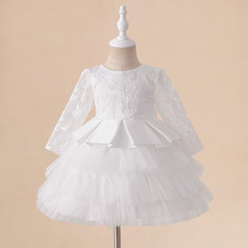 Cross-border new princess dress children's lace dress summer fluffy long dress embroidered cake dress year-round dress