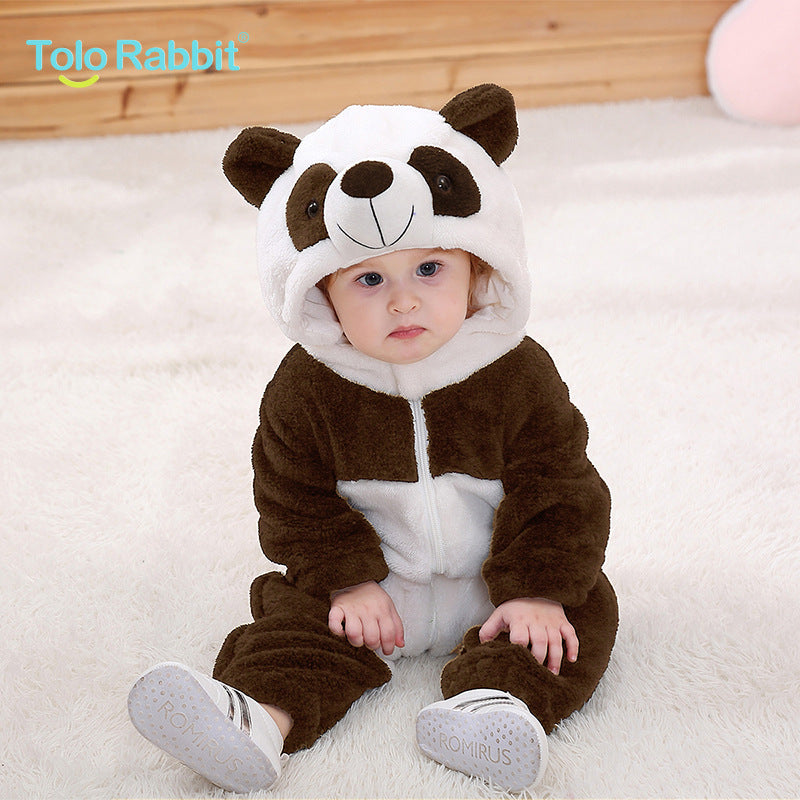 Infant and toddler treasure outing clothing wholesale flannel three-dimensional personalized cartoon shape animal one-piece Romper
