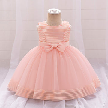 Amazon's new infant dress, one-year-old baby mesh washing dress, bow wedding flower girl princess dress
