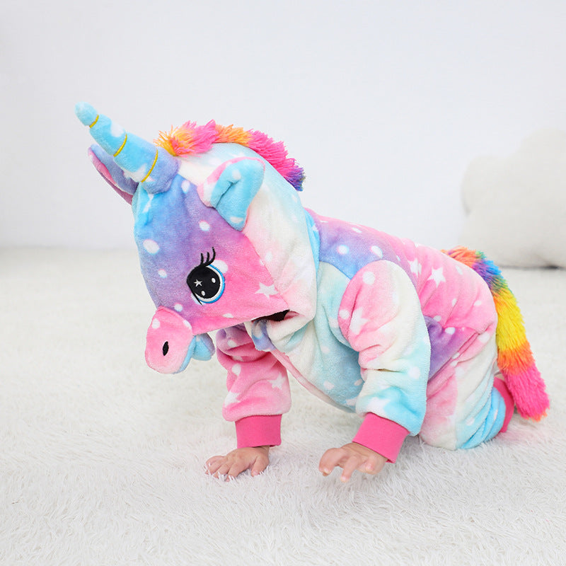 Autumn new baby flannel single-layer shape Romper unicorn shape one-piece Romper