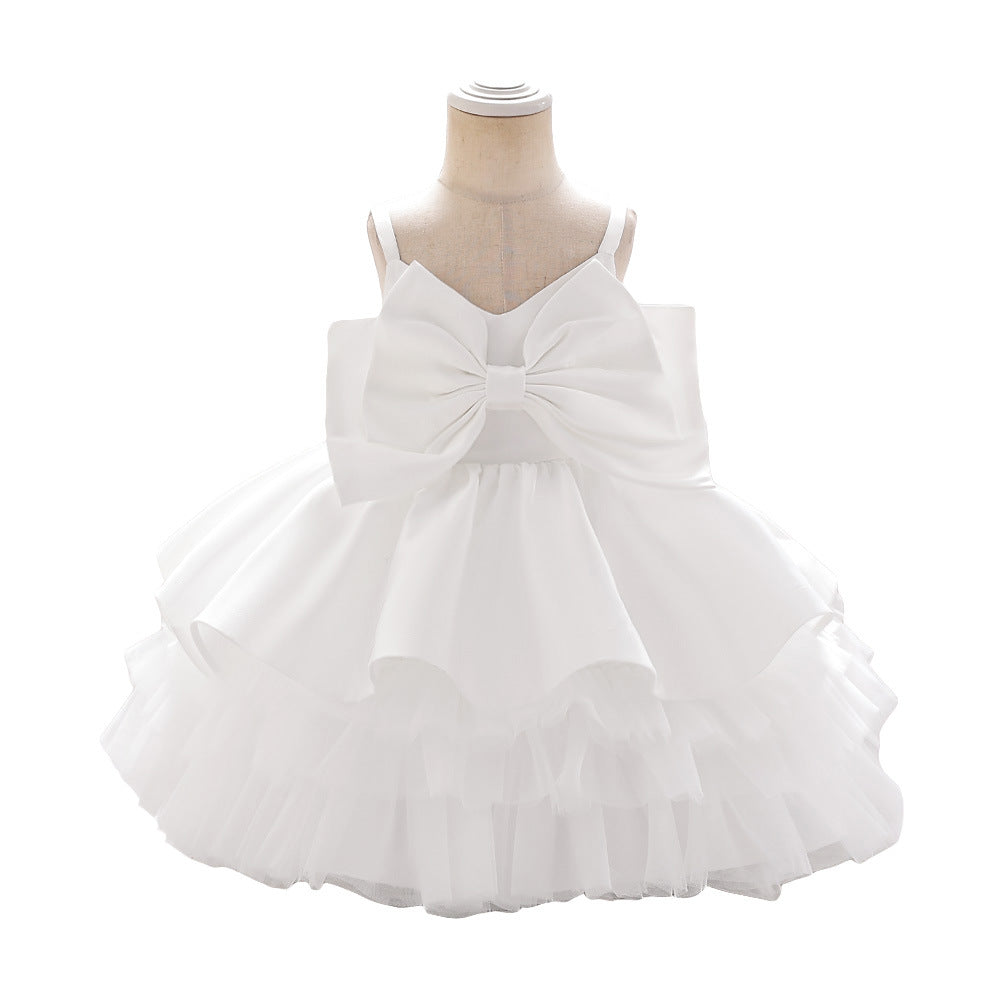 European and American new infant princess skirt suspender satin mesh splicing cake skirt baby year-old banquet washing dress