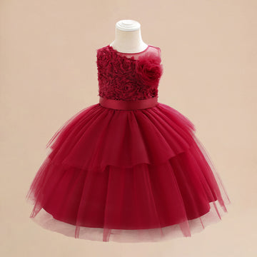 European and American baby full moon one-year-old banquet dress sleeveless three-dimensional flower dress waist cake skirt mesh skirt