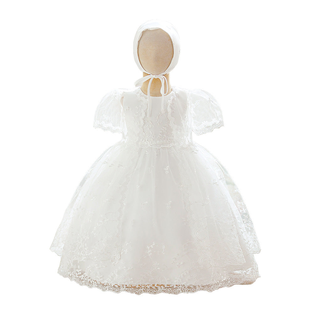Cross-border dress newborn extended wash dress baby year-old dress flower girl wedding dress wash dress three-piece set