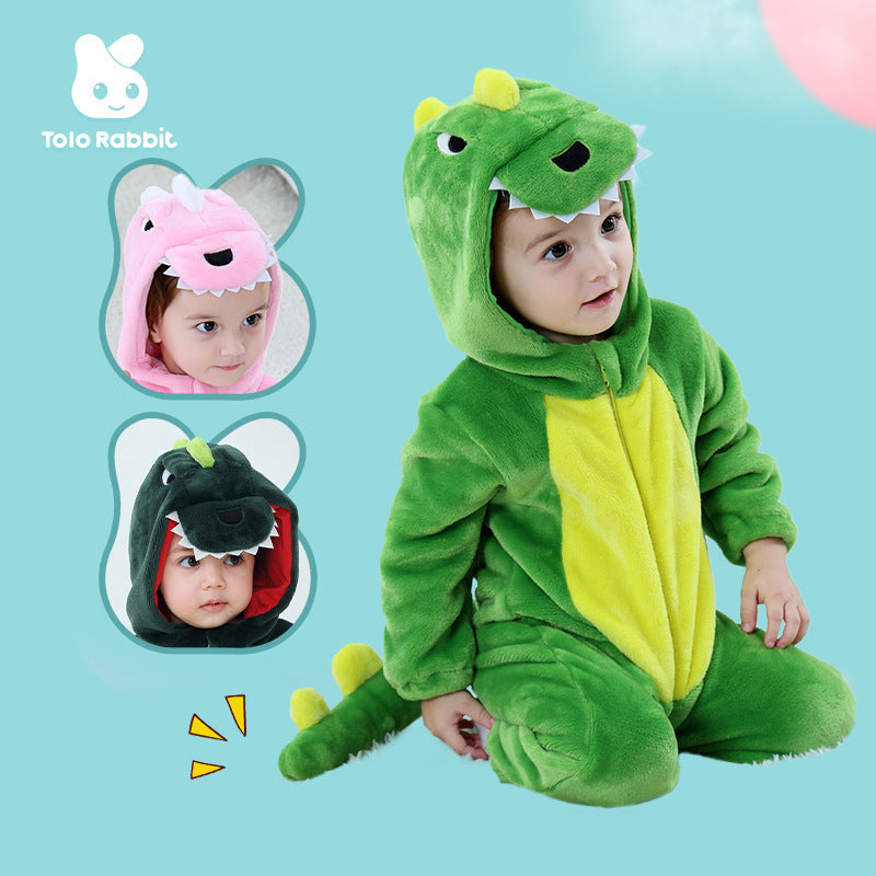 Qile Rabbit Spring and Autumn Styling Clothing Infant Cute Multicolor Dinosaur Three-dimensional Tail onesie H3340