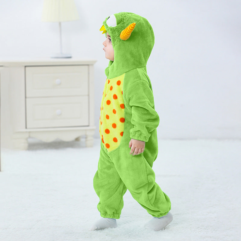 Autumn new baby flannel single-layer shape onesie Romper cartoon little monster shape onesie