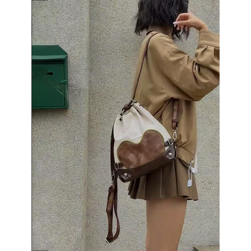 2025 new drawstring small backpack slack feeling one pack multi-purpose tote bag stray bag design feeling bucket bag female