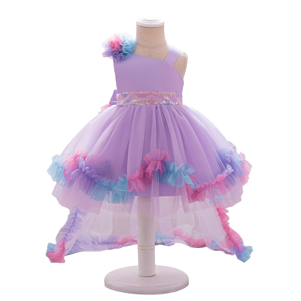 Cross-border new one-year-old baby girl dress trailing skirt catwalk evening dress children's princess skirt performance tutu skirt