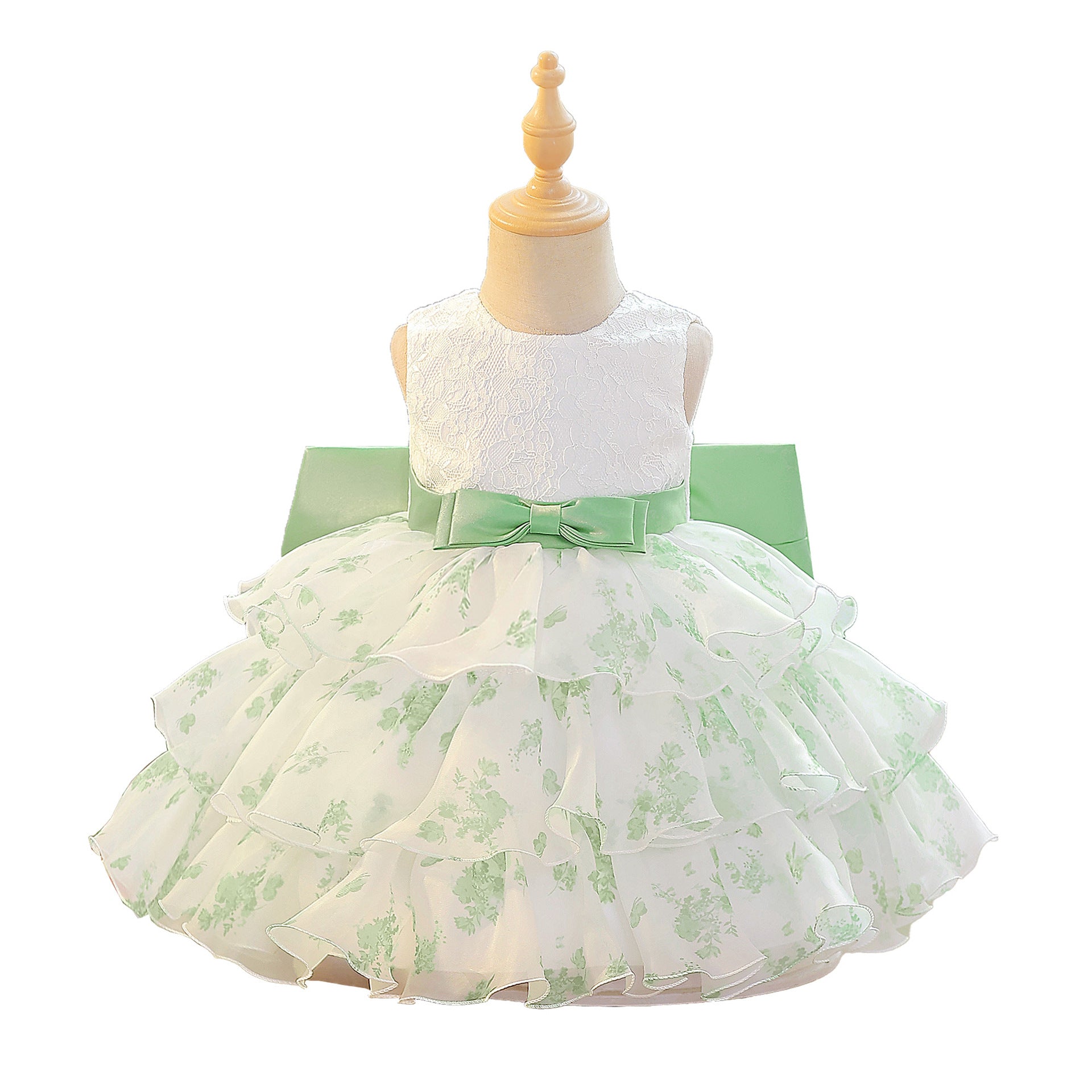 Cross-border girls dress fluffy cake dress one-year-old baby girl dress wedding dress little girl bow princess dress