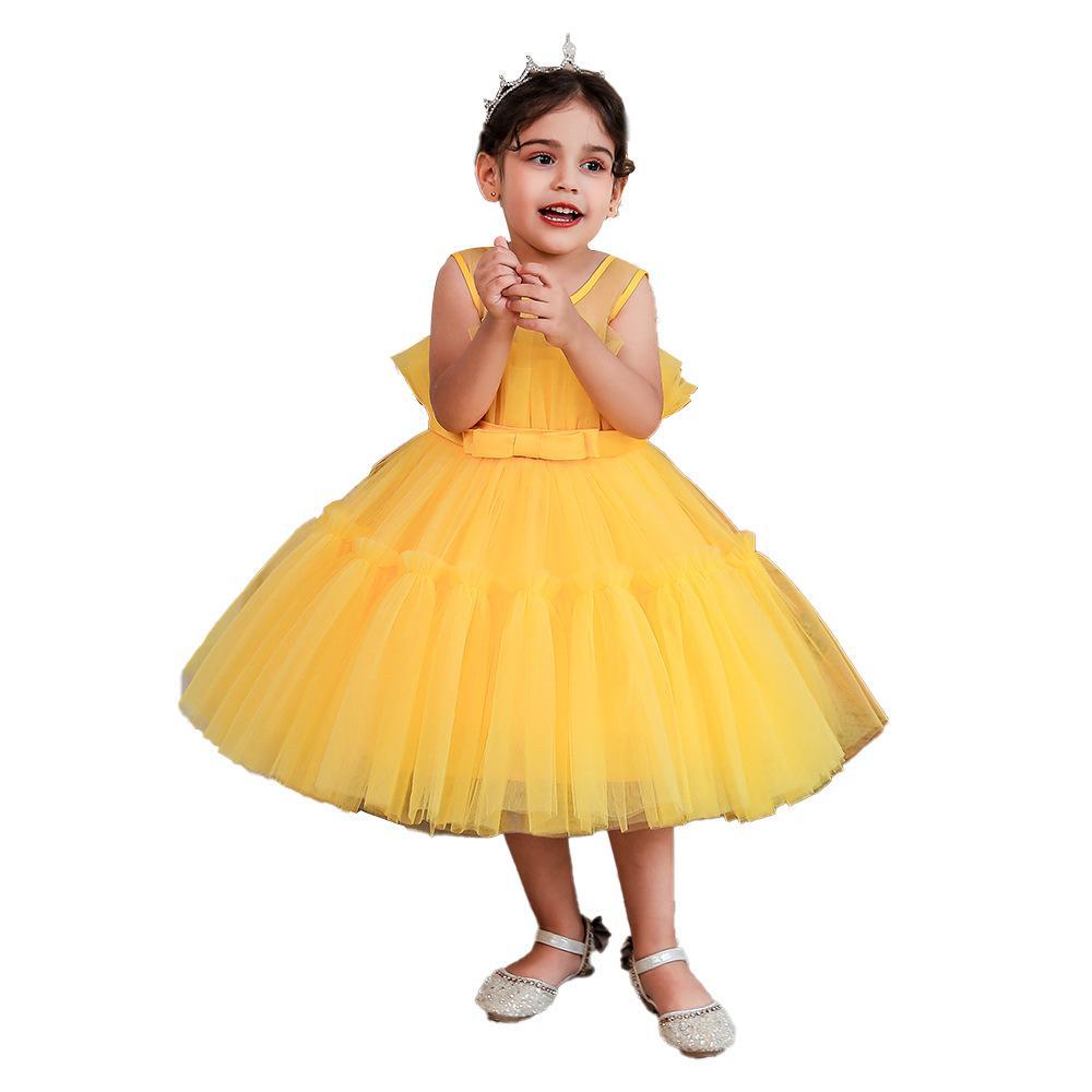 Foreign Trade Girls Dress Sleeveless Children's Festival Performance Dress Birthday Party Fluffy Yarn Princess Dress Little Princess