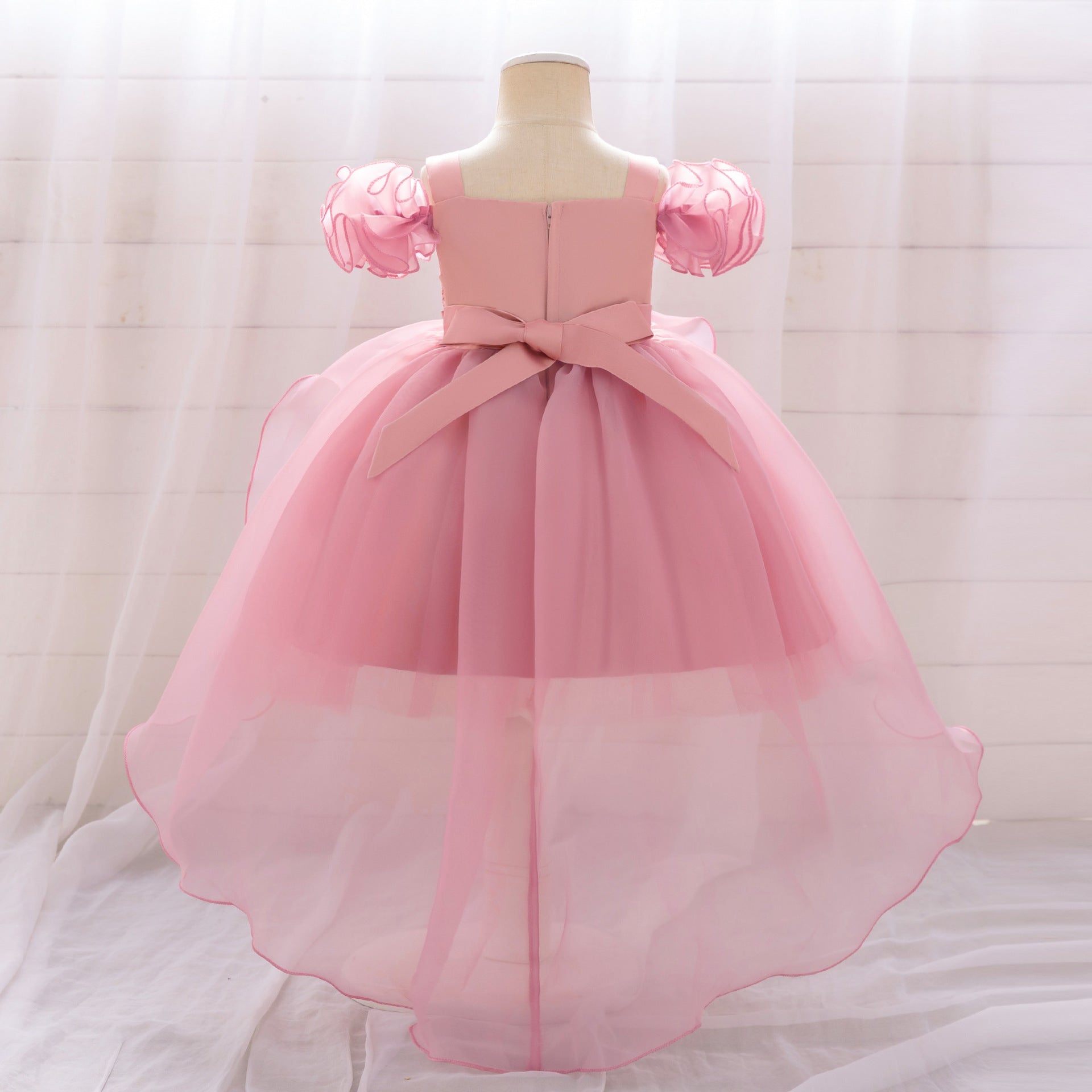 European and American new children's first-year dress skirt, bubble sleeve tutu skirt, children's trailing princess skirt, festival performance clothes