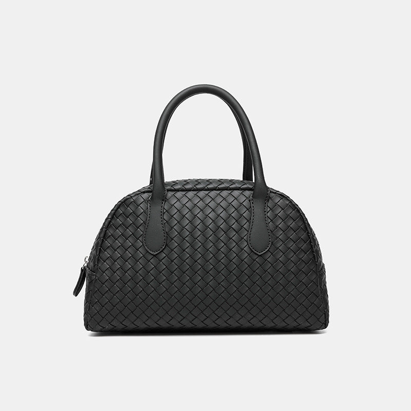 2025 European and American retro pu woven Boston bags niche autumn and winter handbags women's fashion light luxury pillow bags