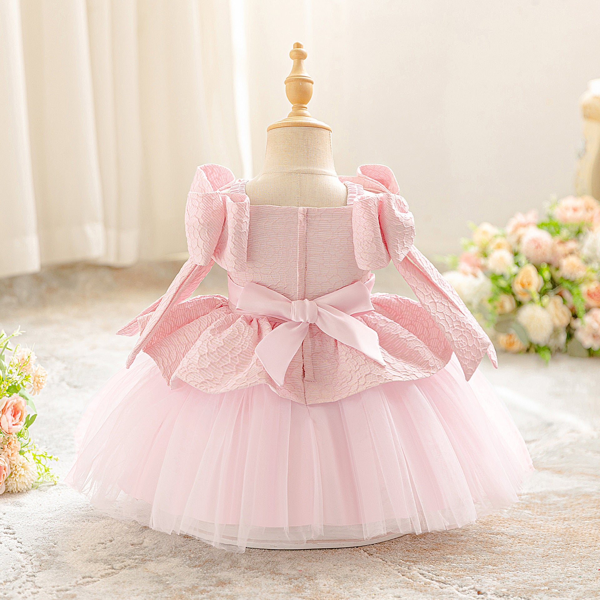 Amazon's new infant dress skirt baby year-old princess dress bubble cloth splicing mesh girls wash dress