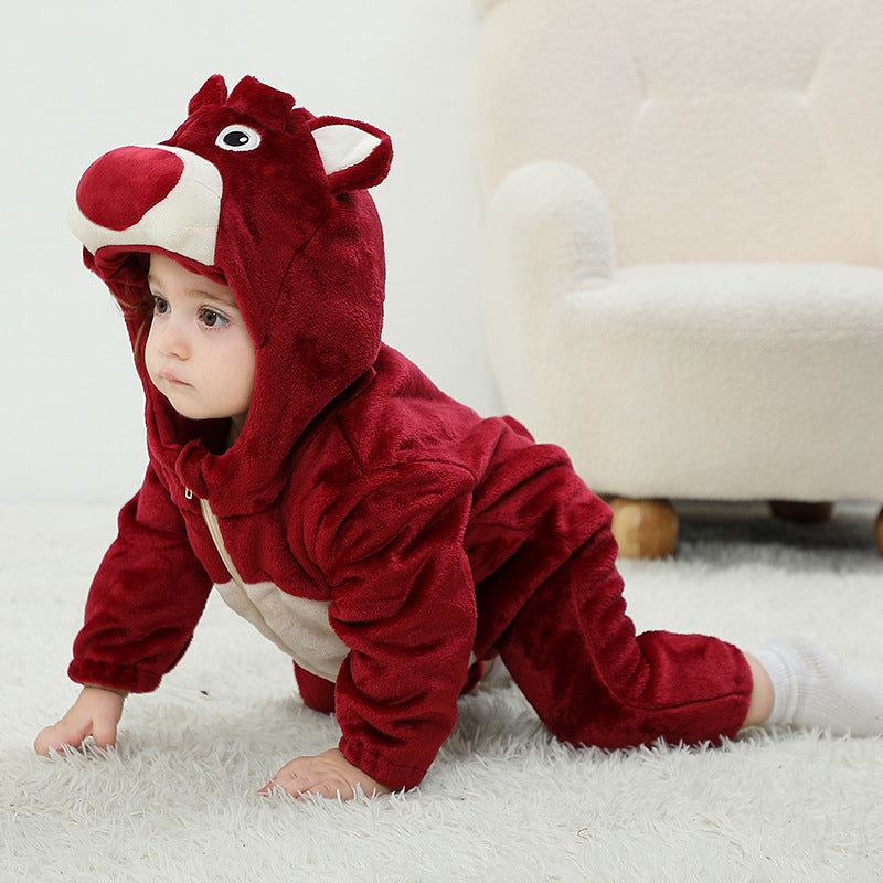 Autumn new baby flannel comfortable styling Romper cute bear styling one-piece Romper