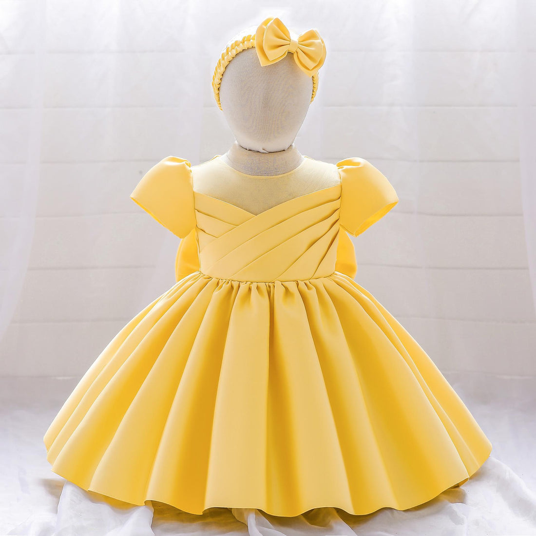 Amazon's new short-sleeved children's dress skirt, hair accessories, big bow girls' birthday party birthday dress