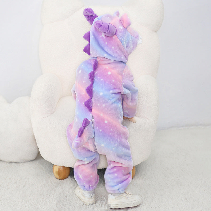 Qile Rabbit autumn new infant baby monster shape Romper starry sky printing monster shape one-piece Romper