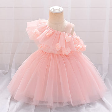Cross-border Amazon infant dress three-dimensional flower mesh tutu skirt one-year-old baby birthday party washing dress