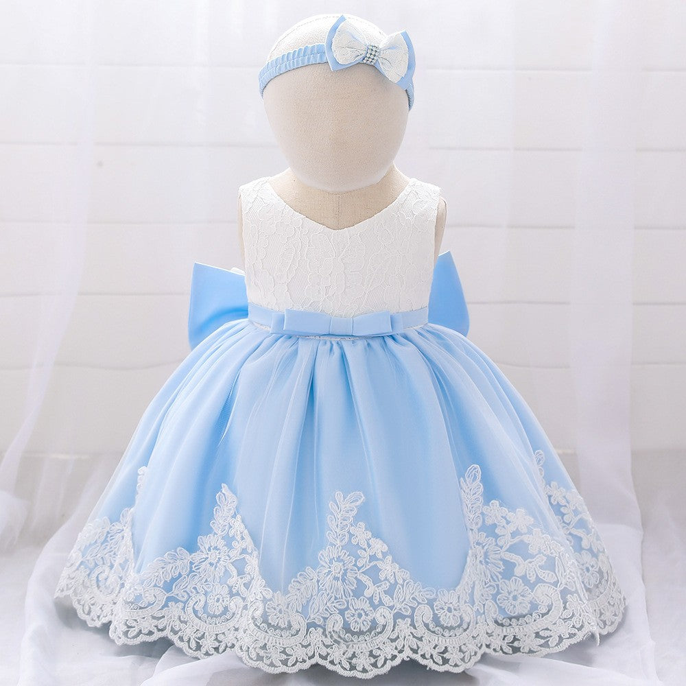 Amazon baby full moon dress children's dress princess lace bow baby dress lace