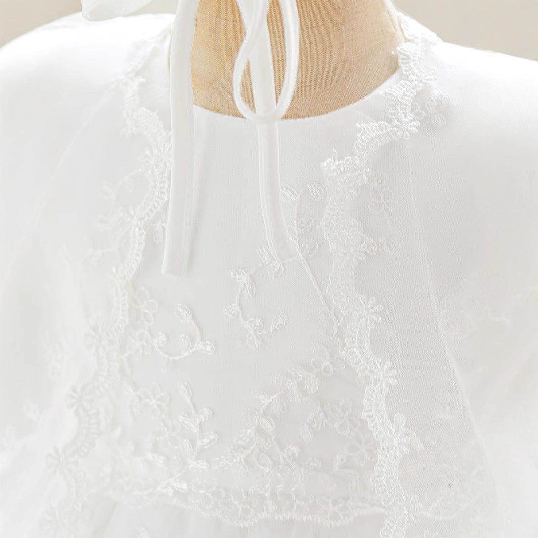 Cross-border dress newborn extended wash dress baby year-old dress flower girl wedding dress wash dress three-piece set