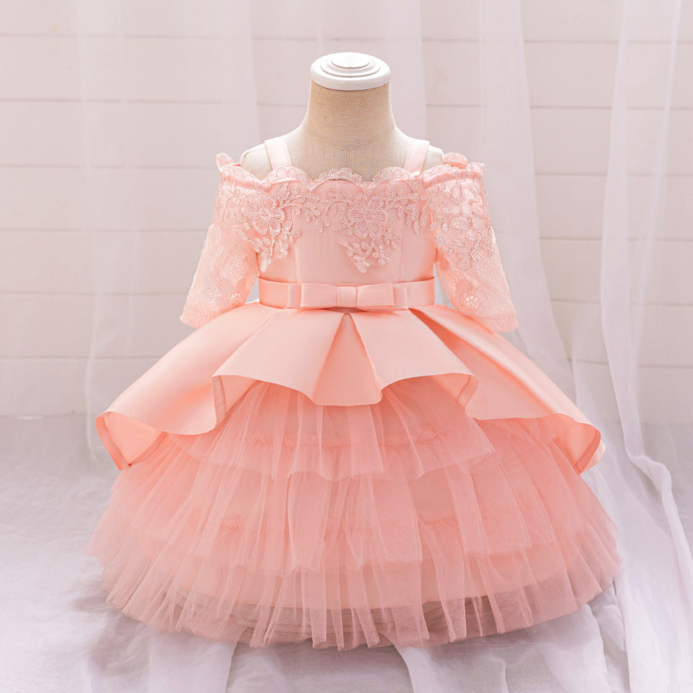 Cross-border new girls' birthday dress baby princess dress birthday party flower girl dress little girl cake skirt