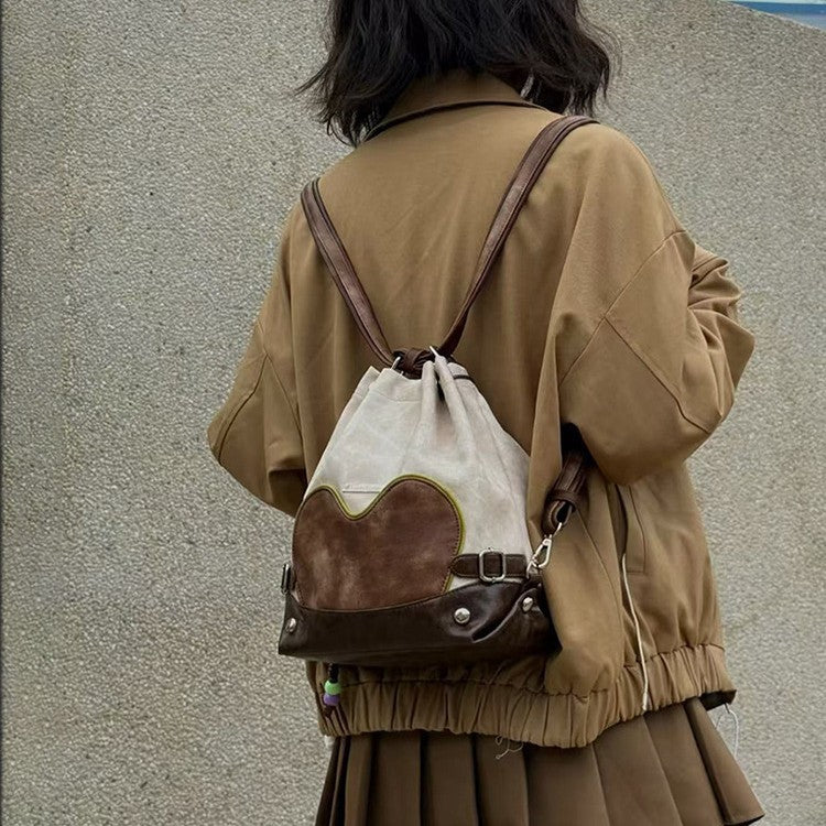 2025 new drawstring small backpack slack feeling one pack multi-purpose tote bag stray bag design feeling bucket bag female