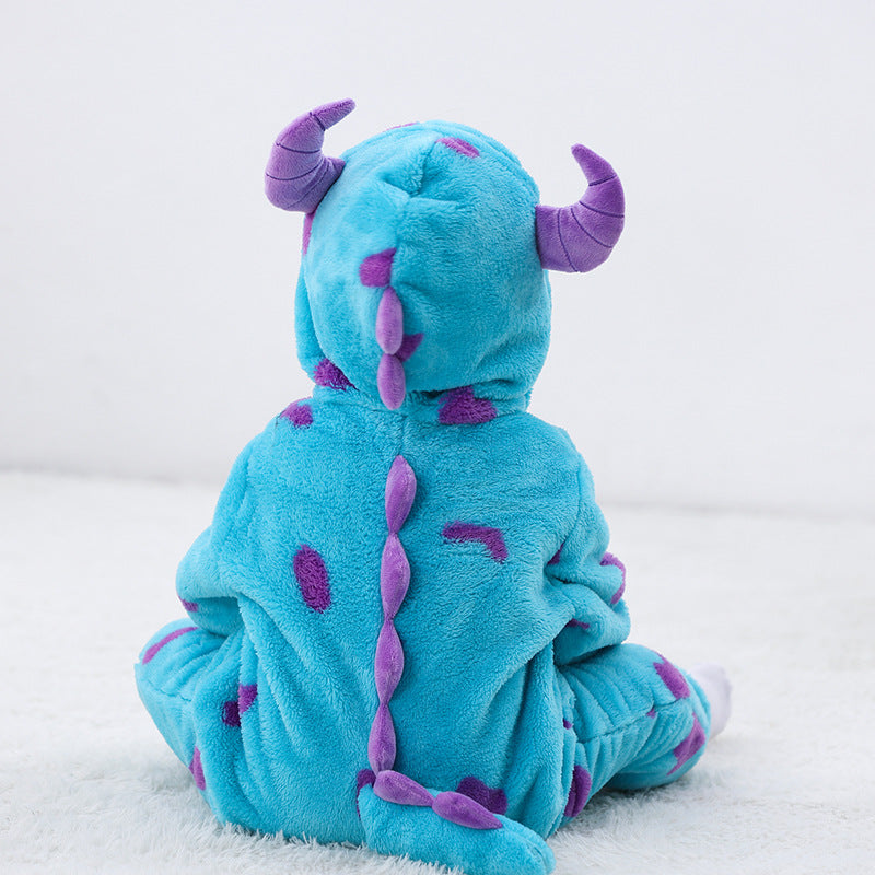 Qile Rabbit Autumn New Infant and Toddler Flannel Single-layer Shape Romper Little Monster Shape One-piece Romper