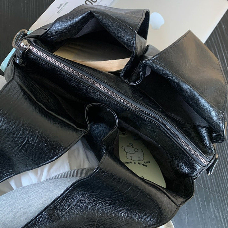 Cross-border large-capacity bag 2025 summer new shoulder bag soft-sided casual retro tote bag messenger bag women