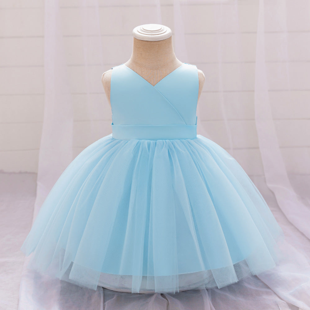 European and American infant dresses, princess dresses, baby first birthday banquet dresses, big bow skirts on the back