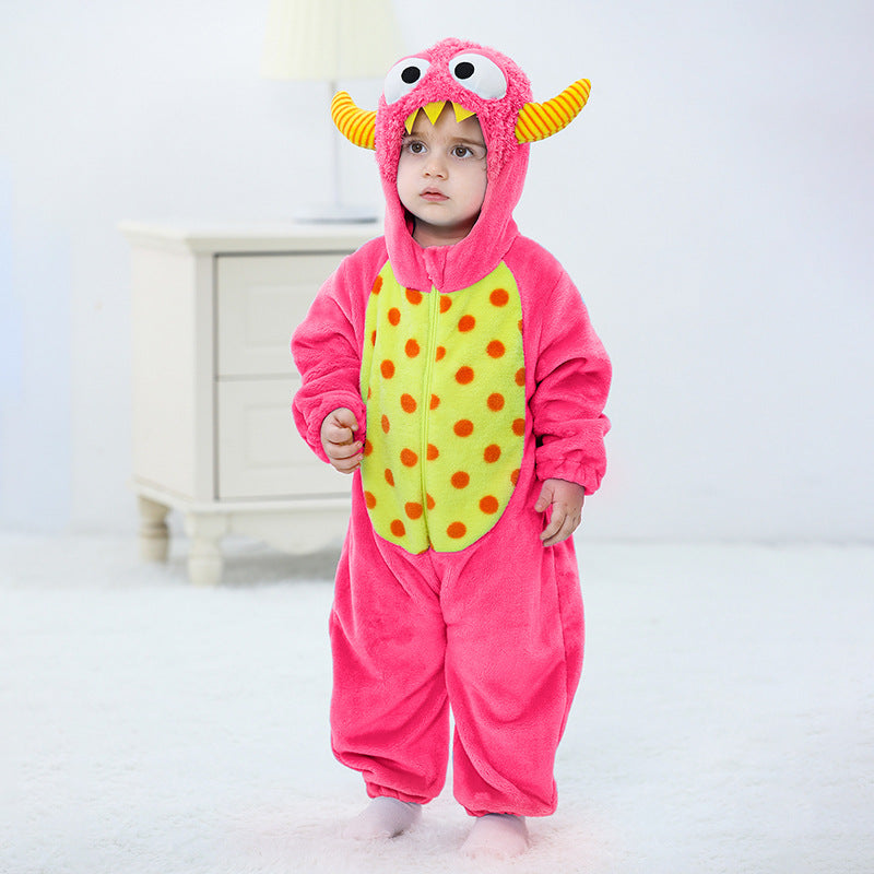 Autumn new baby flannel single-layer shape onesie Romper cartoon little monster shape onesie