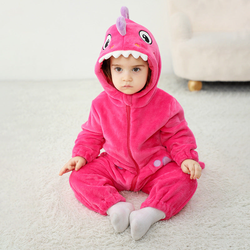 Qile Rabbit Spring and Autumn New Infant and Toddler Cute Styling Clothing 0-5 Year Old Baby Multi-colored Dinosaur Single Layer Romper