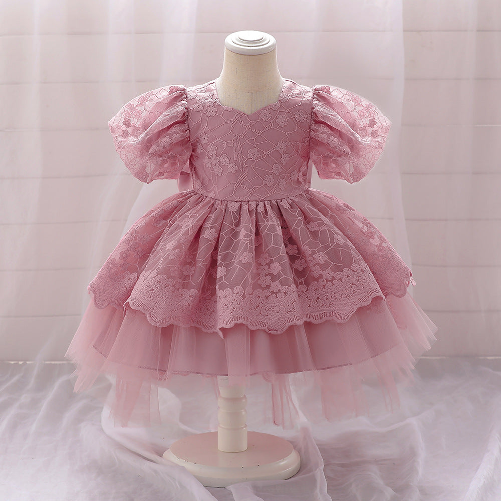 Amazon's new baby dress birthday party princess dress bubble embroidered mesh sweet tutu skirt