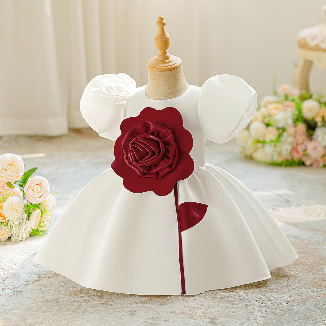 Ins children princess dress girls year old banquet dress baby baby flower girl wedding dress big flower dress