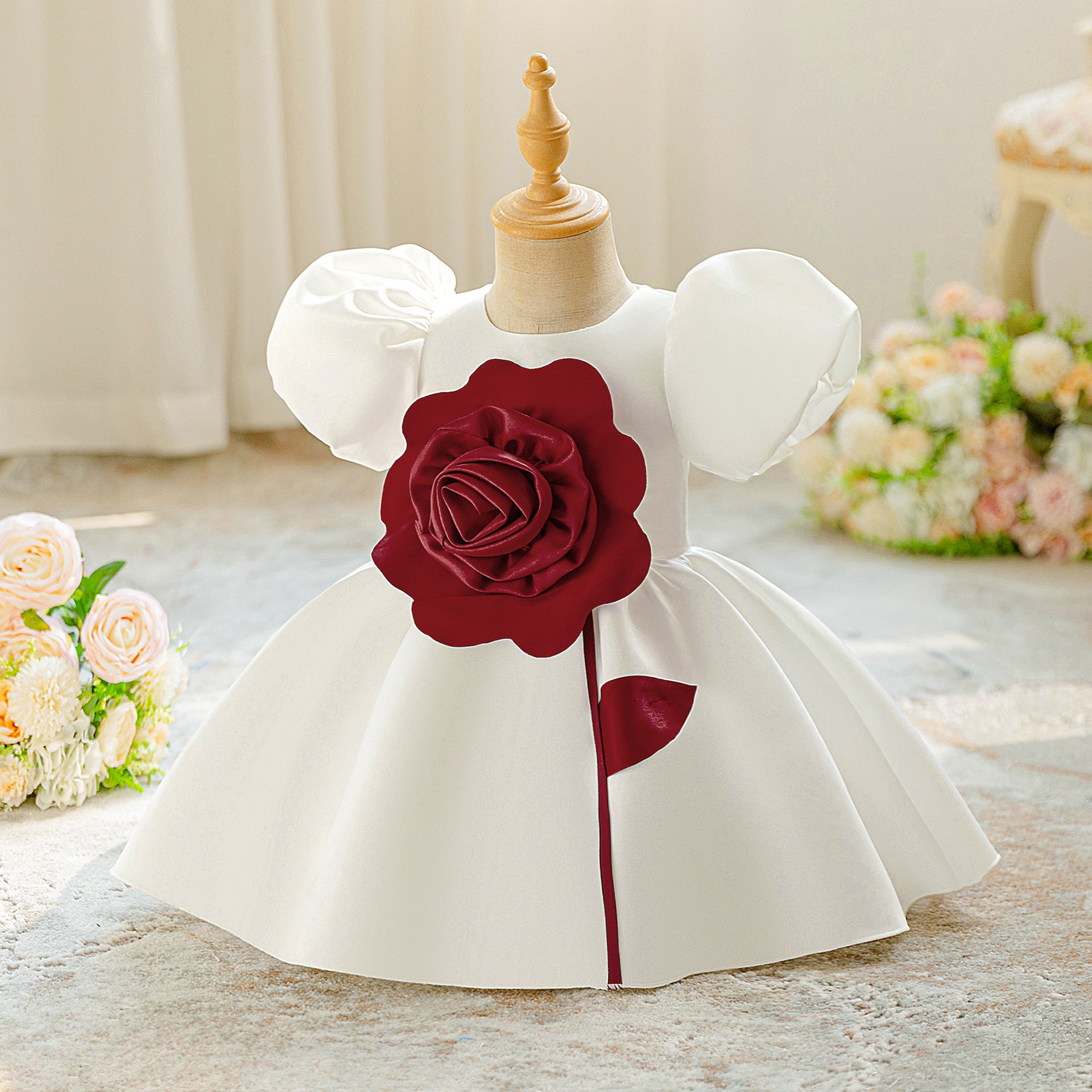 Ins children princess dress girls year old banquet dress baby baby flower girl wedding dress big flower dress