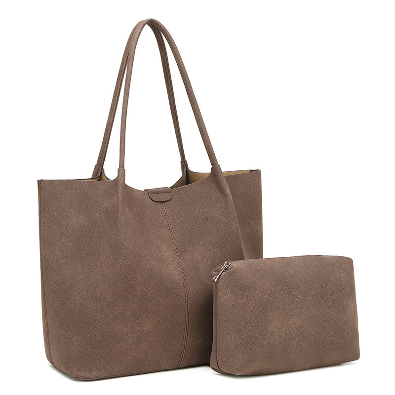 2025 autumn and winter new matte European and American large-capacity shoulder underarm tote large bag retro portable mother and child bag