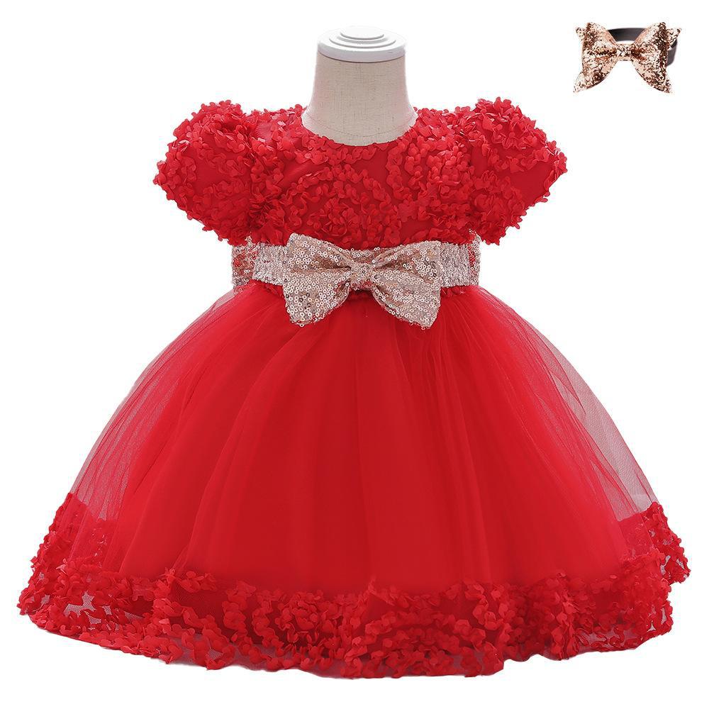 Amazon Foreign Trade Baby Birthday Dress Birthday Party Girls Dress Dress Mesh Bow Princess Photography Dress