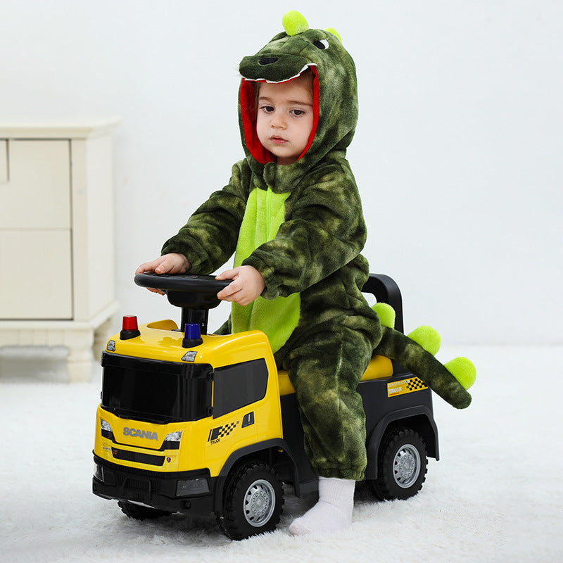 Autumn new single-layer flannel-shaped Romper for babies aged 0-3, dinosaur-shaped one-piece Romper with tail