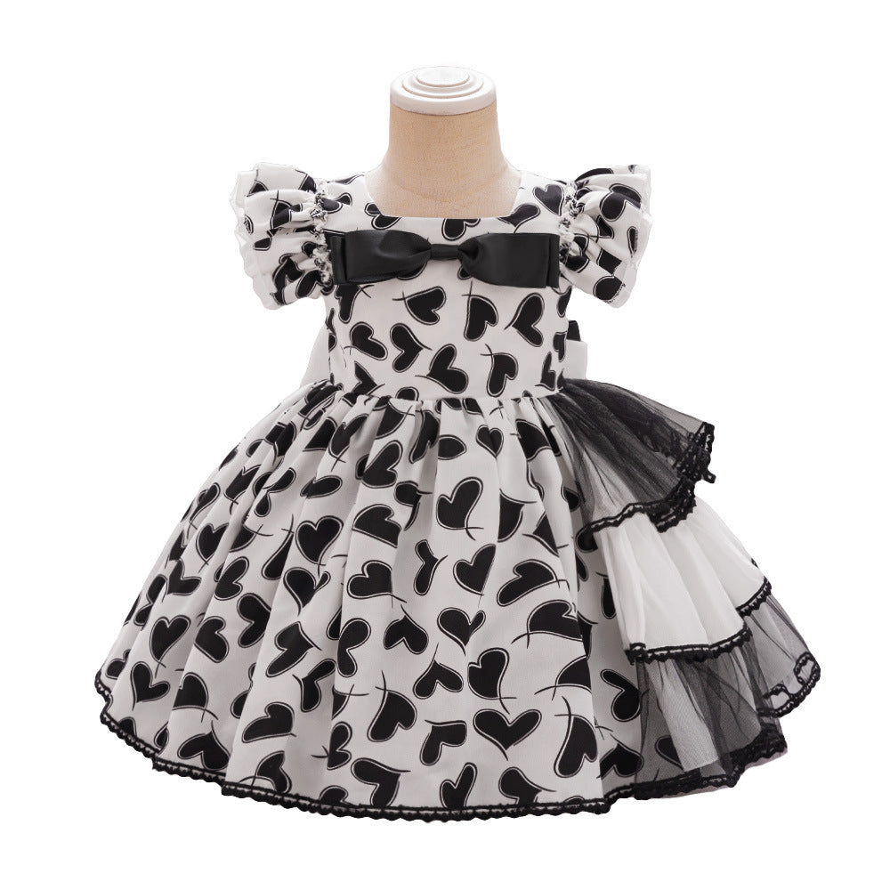 Cross-border new irregular splicing princess dress girls dress printed princess dress children's evening dress New Year's dress