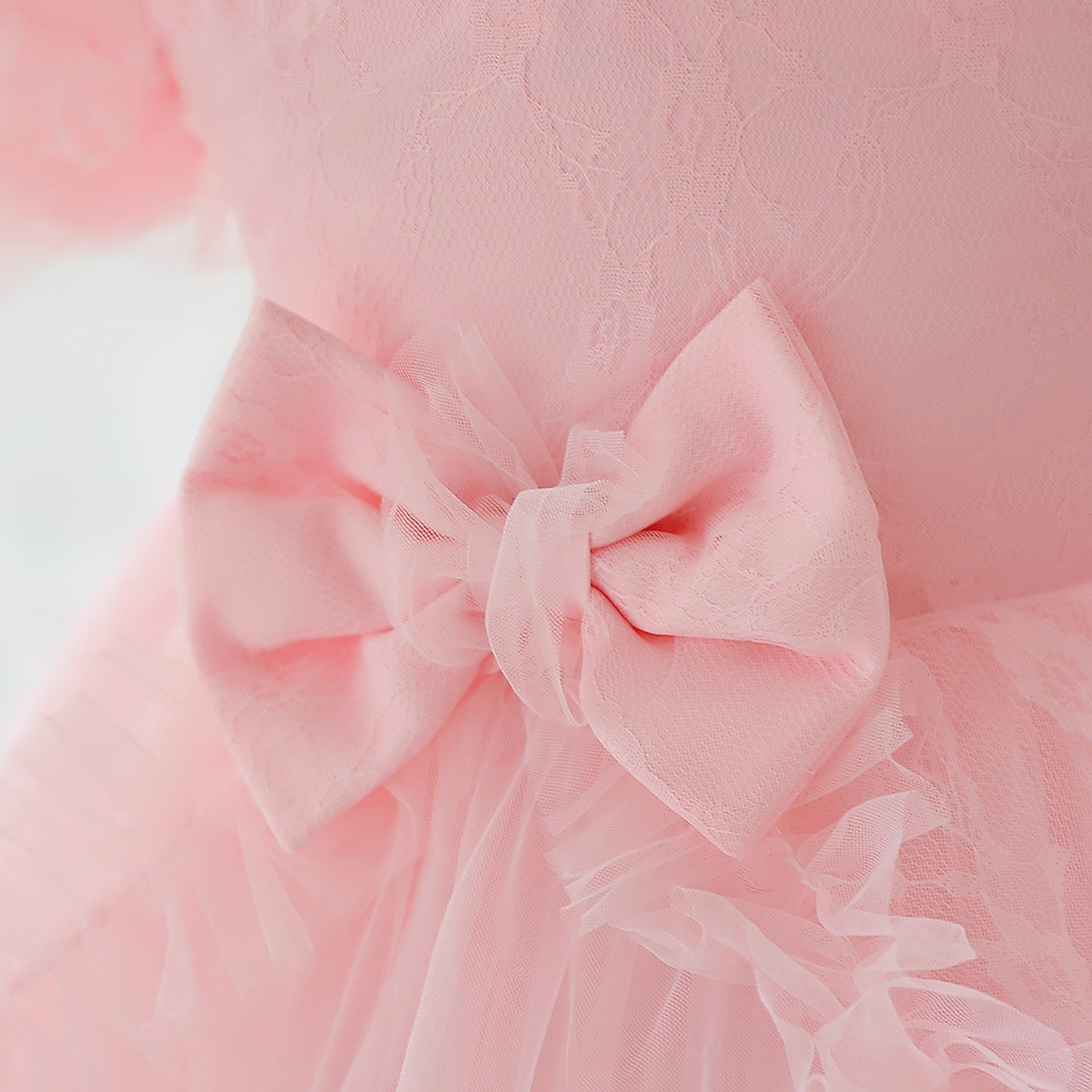 New Girls Princess Dress Bow Dress Mesh Tucker Dress Birthday Prom Children's Dress Performance Dress