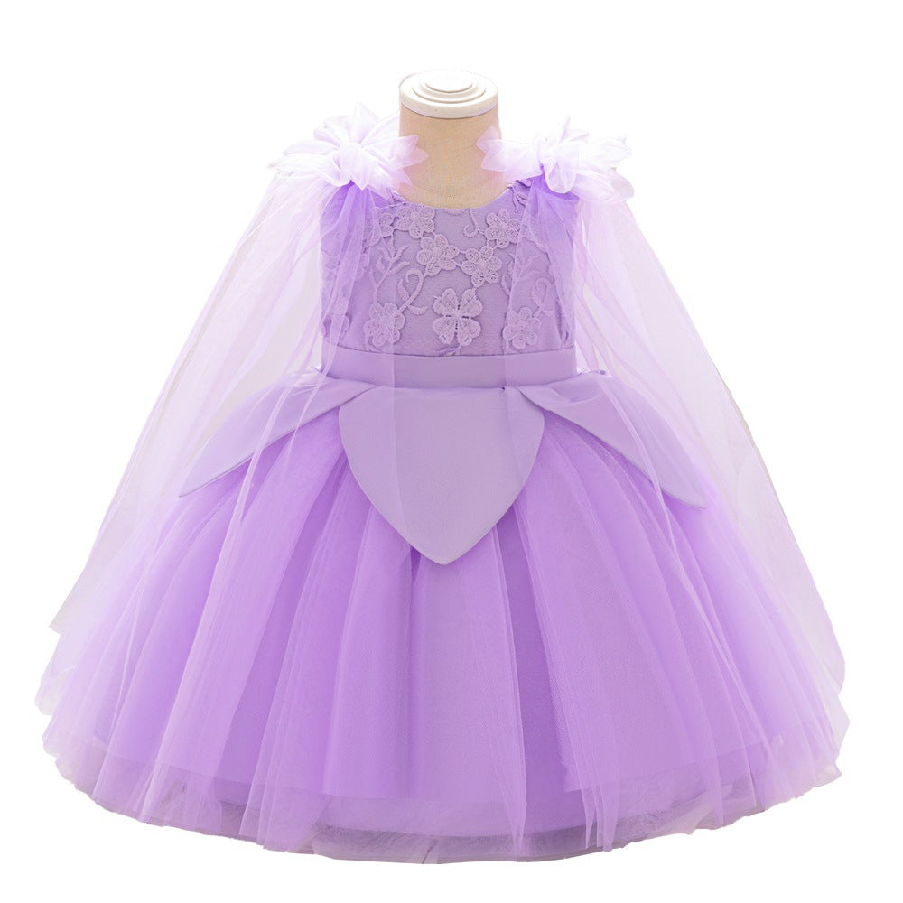 Amazon children's dress embroidered princess dress girls festival party catwalk dress host piano performance dress