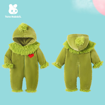 Autumn new 0-3 year old baby flannel shape one-piece Romper love printing single-layer one-piece Romper