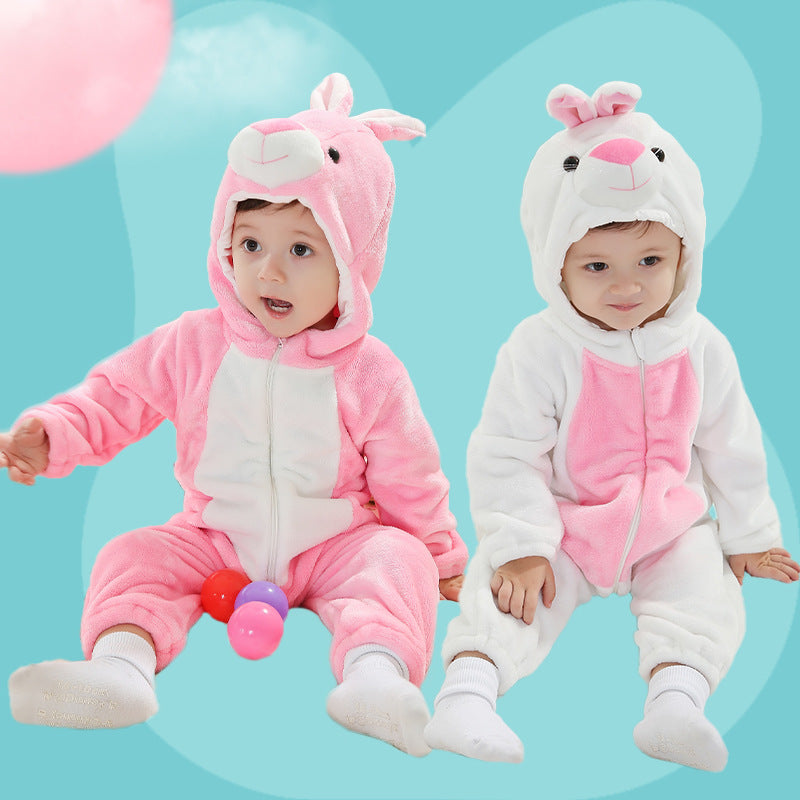 Qile Rabbit factory direct sales spring and autumn new flannel three-dimensional modeling cartoon climbing clothes single-layer one-piece Romper