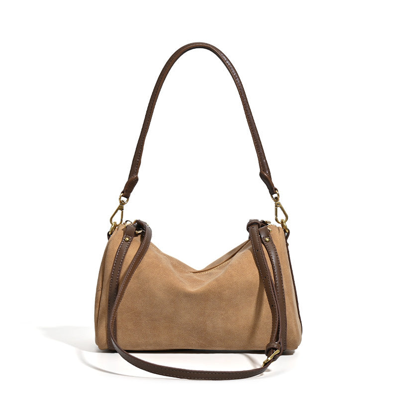 Korean version niche autumn and winter premium suede women's pillow bag hand bag matte retro commuter shoulder messenger bag