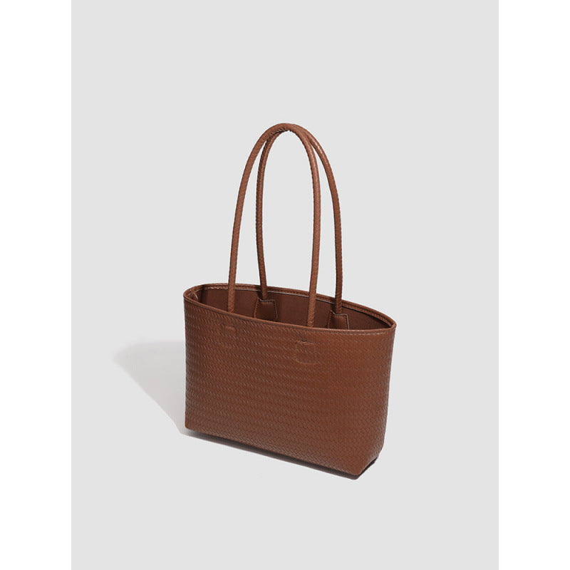 Large capacity retro tote bag bucket woven bag commuter versatile new handbag casual shoulder bag bag