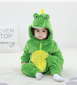 Qile Rabbit autumn new children's clothing animal shape three-dimensional flannel single-layer Romper onesie