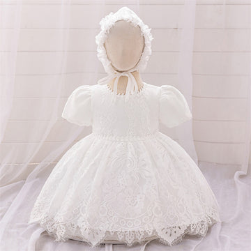 2024 New Girls' Wash Dress White Children's Dress Mesh Princess Dress Lace Embroidered Dress Yearly Dress