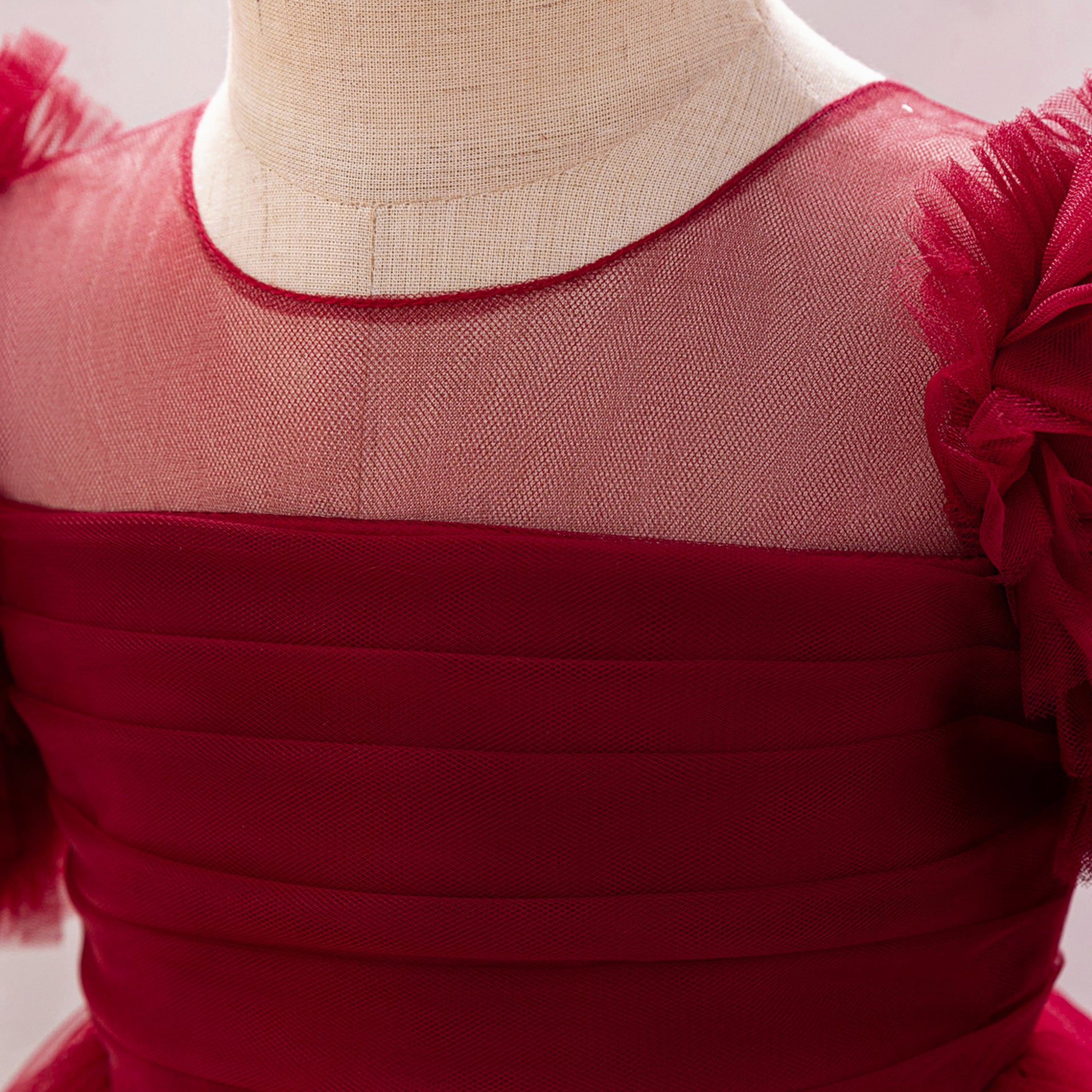 Cross-border girls trailing red cake dress children's party dress princess dress baby one-year-old wedding dress