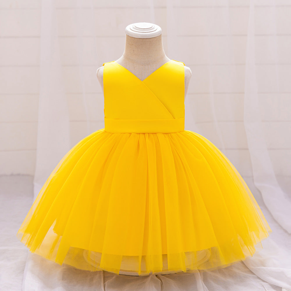 European and American infant dresses, princess dresses, baby first birthday banquet dresses, big bow skirts on the back